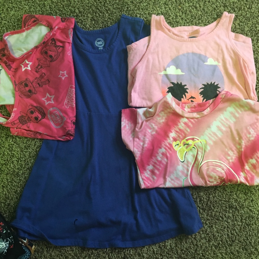 Short sleeved shirts and one dress